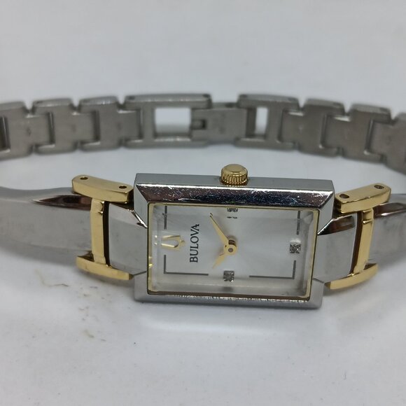 Bulova Classic 98P229 Women's 18x26mm Two-Tone S/Steel Diamond Dial Quartz Watch - Picture 9 of 11